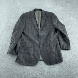 Mantoni Mens 100% Virgin Wool Gray Plaid Blazer Jacket 2-Button  Size 48L 4949